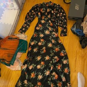 ASOS Black Floral Long Sleeve Dress